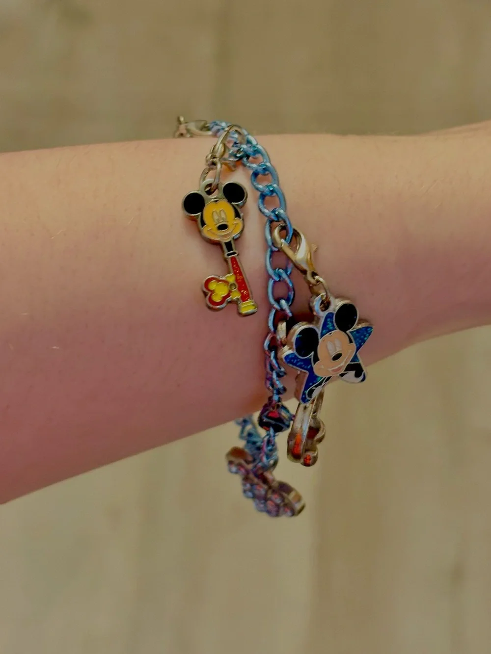 Disney Mickey Mouse Charm Bracelet Chain Official Enamel Charms Rhinestone Cute